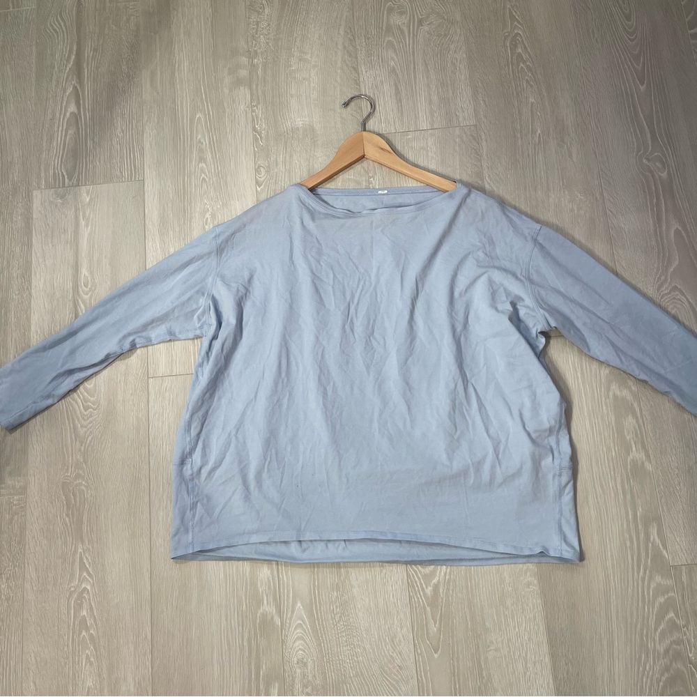 Lululemon Back In Action Long Sleeve Blue Linen size 12 fit - Picture 5 of 13